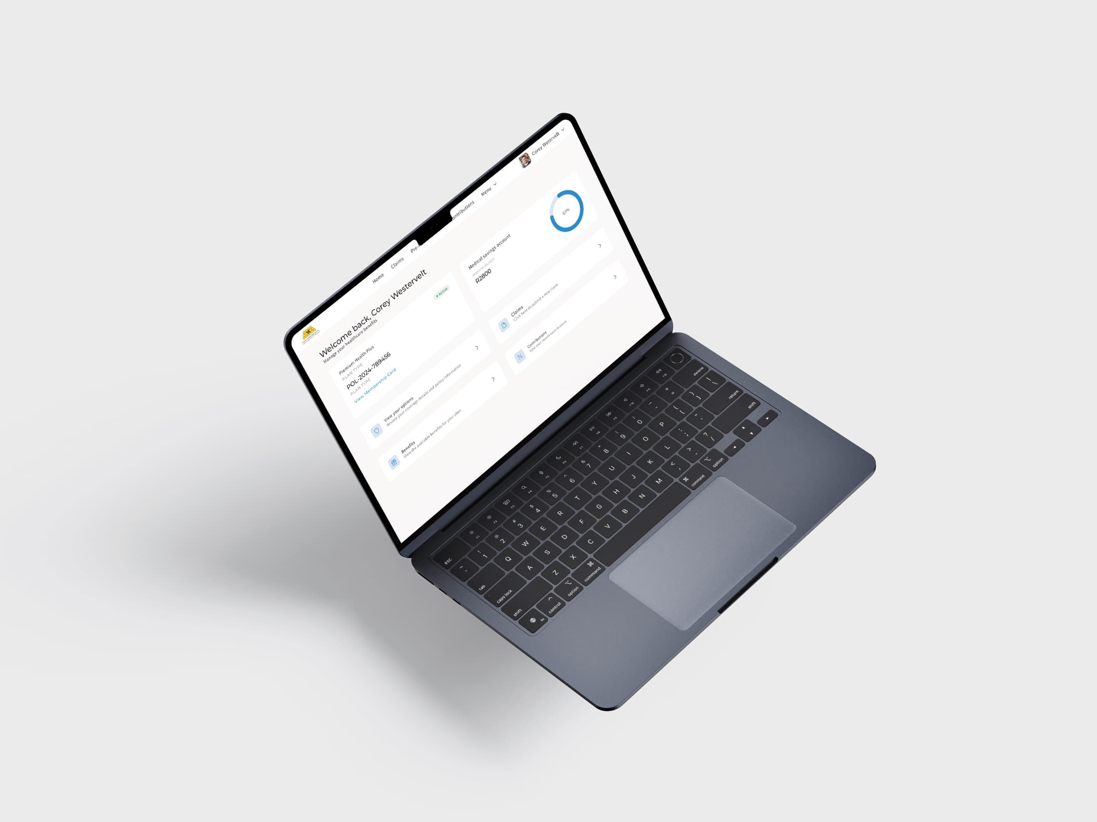CellMed Dashboard shown on a laptop