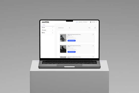 EHUB competitions dashboard shown on a laptop