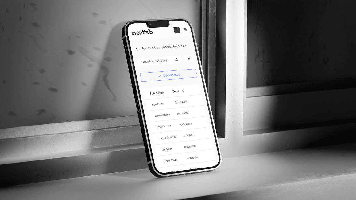 EHUB entry list on mobile