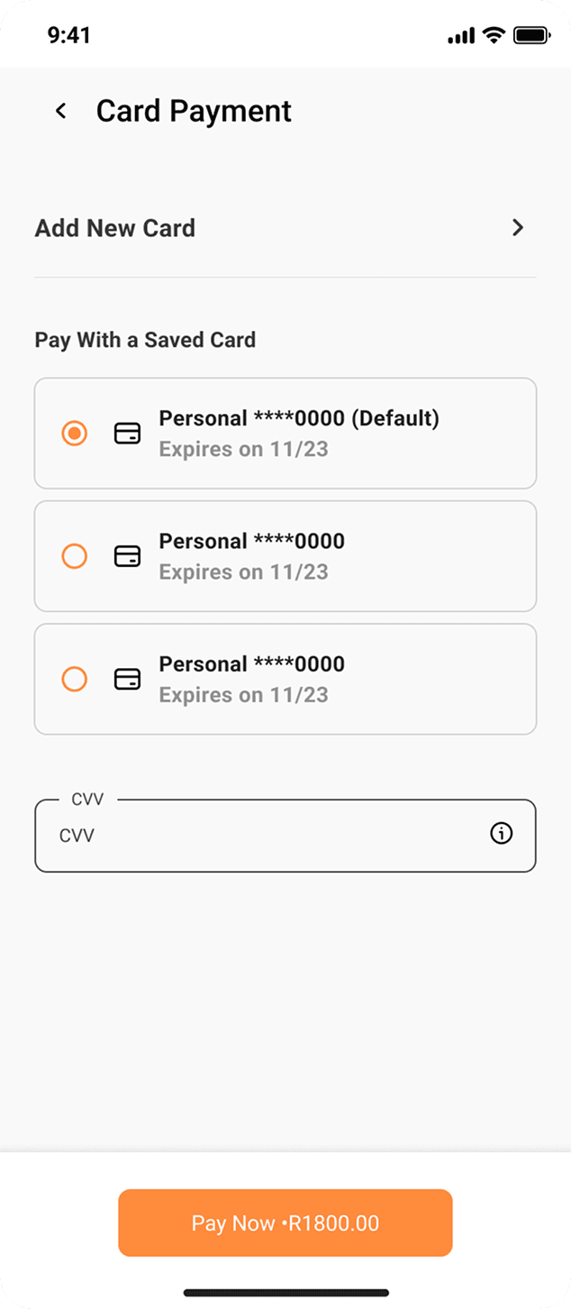 PT Flash card payment screen