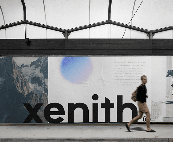 Xenith brand billboard on a street